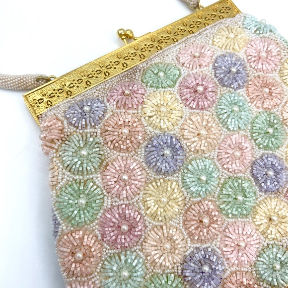 VTG Flower Beaded Handbag - Picture 5 of 10